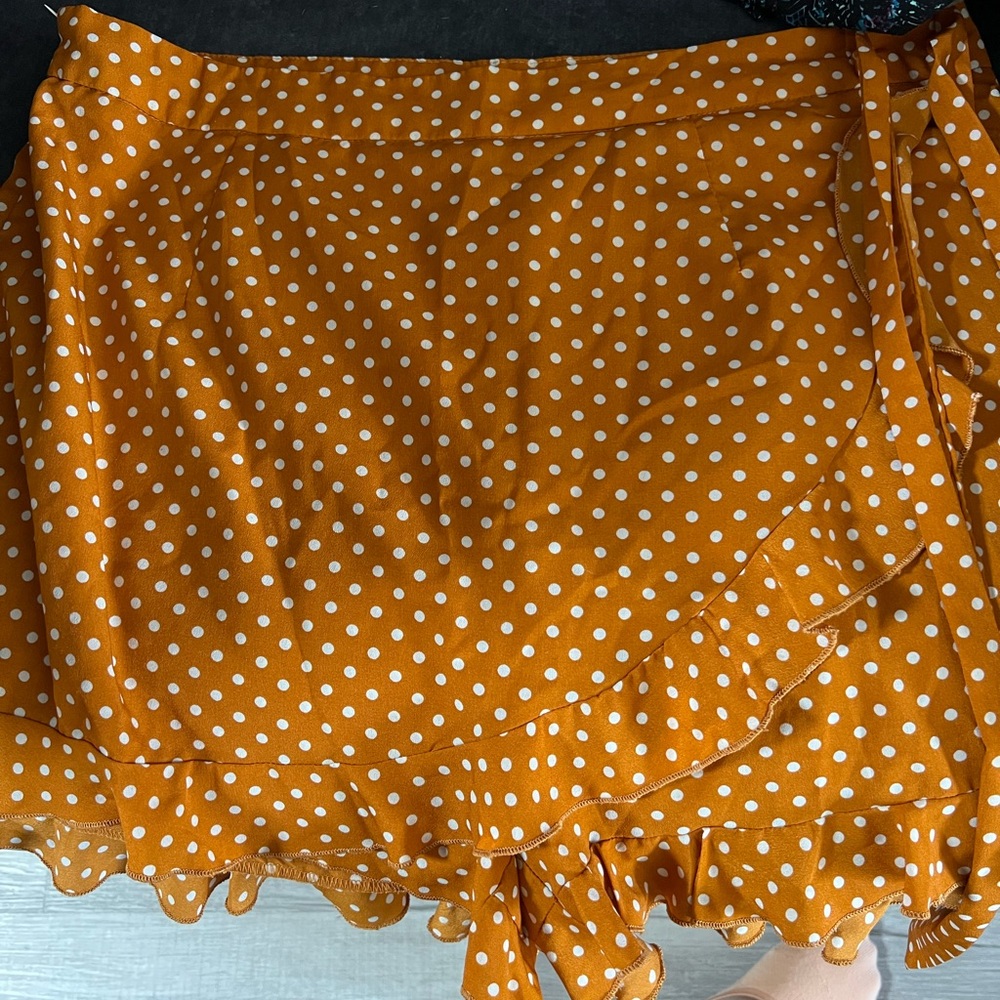 Polka Dot Ruffle Skirt in Orange